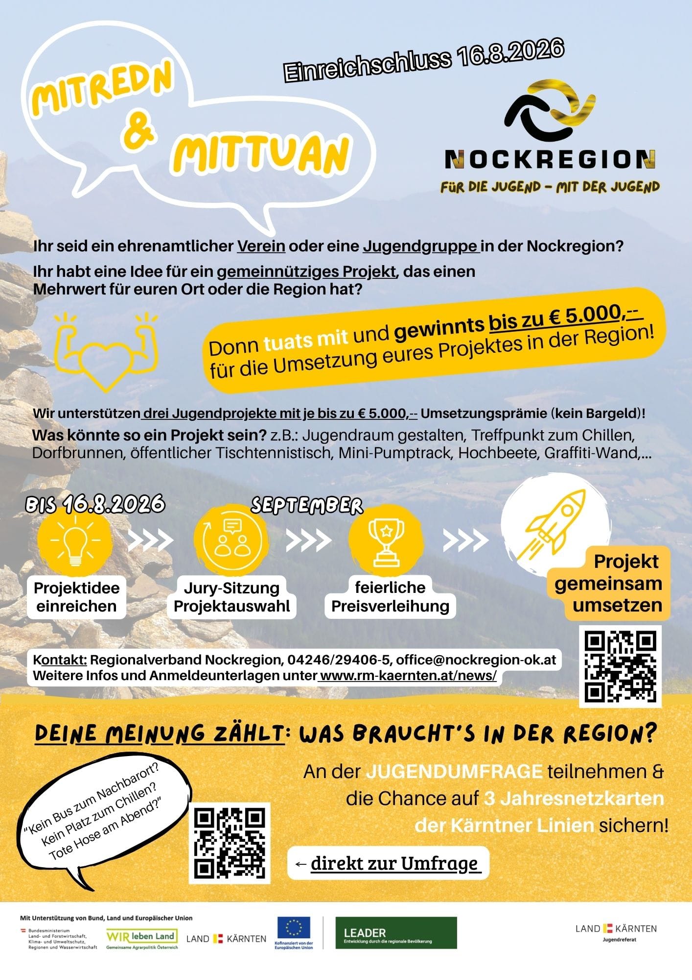Jugend-Projekt: „Mitredn & Mittuan in der Nockregion“ (Online-Umfrage und Projekt-Challenge)